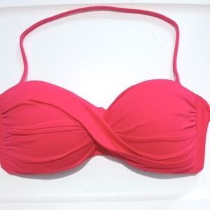 AMAVI BANDEAU CORAL TWIST FRONT TIE BACK HALTER BIKINI SWIM TOP SIZE SMALL NWT
